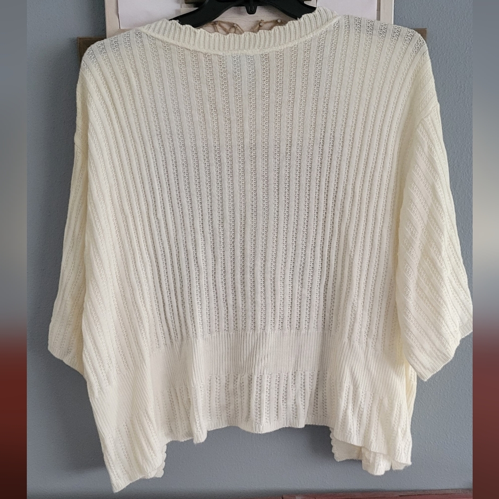 Liz & Me - Elegant Cream Women's Open-face Sweater - (Sixe 26-28W) - Picture 4 of 6